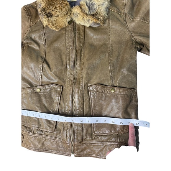 Michael Kors leather jacket with rabbot collar medium - Picture 4 of 9